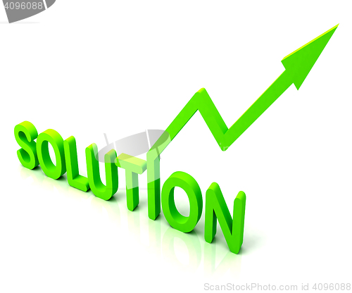 Image of Green Solution Word Shows Success And Strategy
