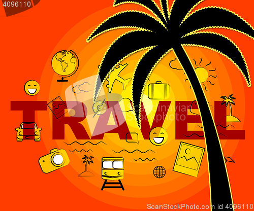 Image of Travel Icons Indicates Tours Expedition And Trips