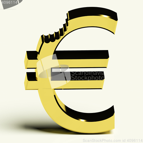 Image of Euro With Bite Showing Devaluation Crisis And Recession