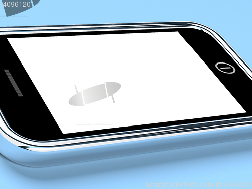 Image of Blank Smartphone Screen With White Copyspace And Blue Background