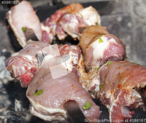 Image of cooking kebab, close-up