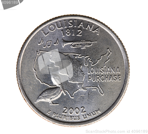 Image of coin in a quarter of the US dollar