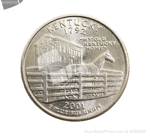 Image of coin in a quarter of the US dollar