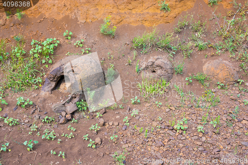 Image of Three stone formation resembling a form of dinosaur eggs have been found near the village of Wet Olhovka Kotovo District, Volgograd Region, Russia