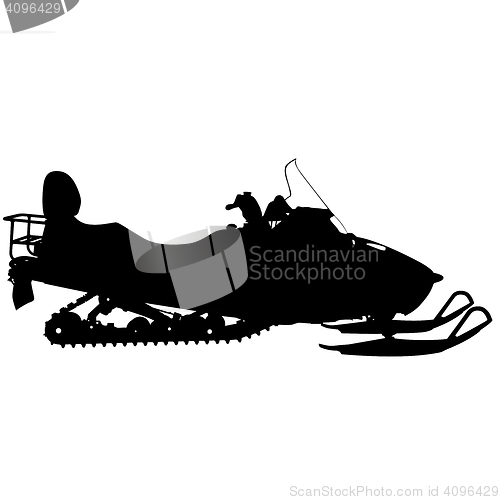 Image of Silhouette snowmobile  on white background. illustration