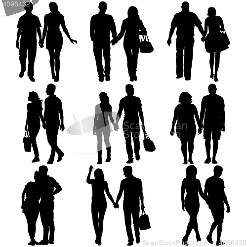 Image of Couples man and woman silhouettes on a white background. illustration