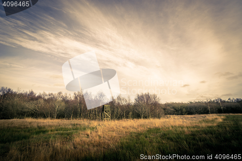 Image of Hunting tower in autumn scenery