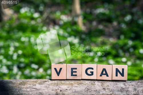 Image of Vegan sign in a green garden