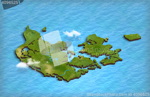 Image of Denmark map in 3d in the ocean