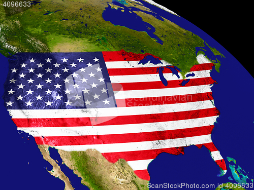 Image of USA with flag on Earth