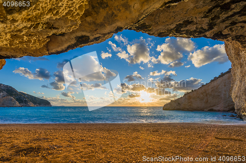 Image of Porto Katsiki beach sunset on Lefkada island in Greece 