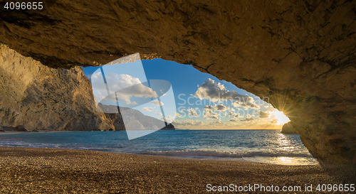 Image of Porto Katsiki beach sunset on Lefkada island in Greece 