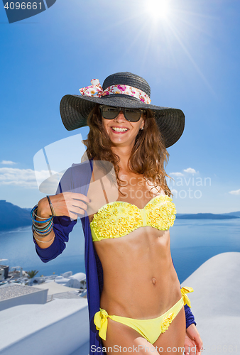 Image of Classy Woman on her holidays in Santorini