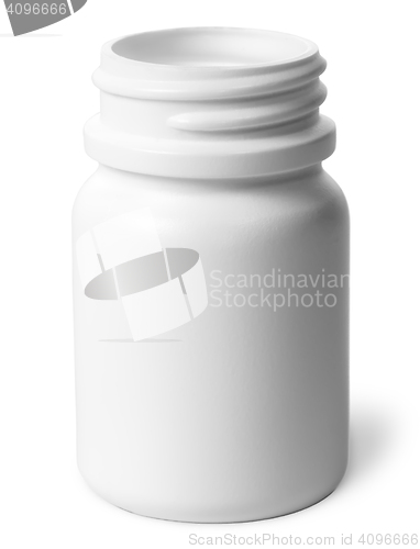 Image of Single plastic bottle of pills without a lid