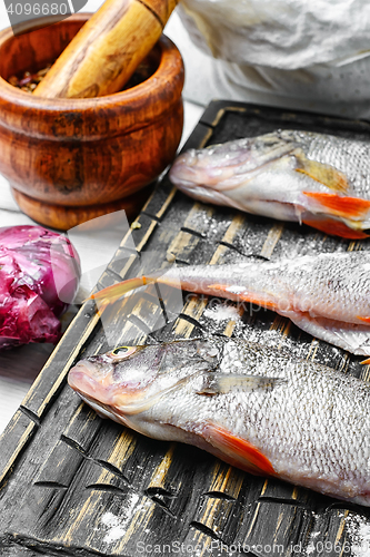 Image of Sea bass on the kitchen table