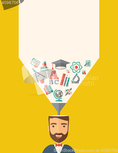 Image of Man with icons. Student ideas.