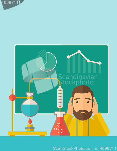 Image of Science teacher in laboratory.