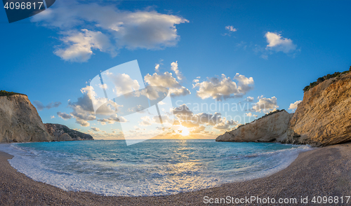 Image of Porto Katsiki beach sunset on Lefkada island in Greece 