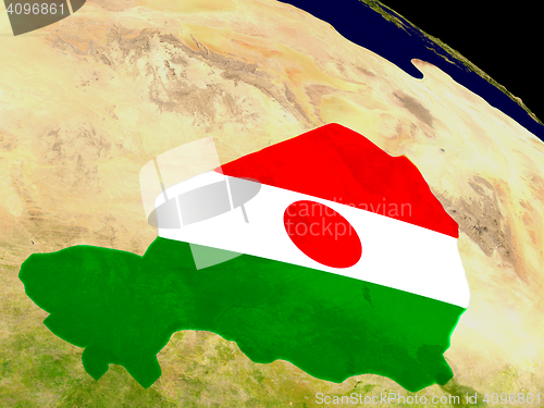 Image of Niger with flag on Earth