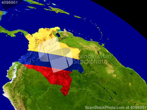 Image of Colombia with flag on Earth