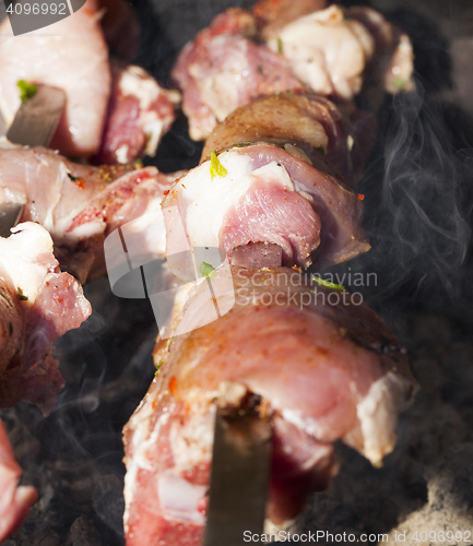 Image of cooking kebab, close-up