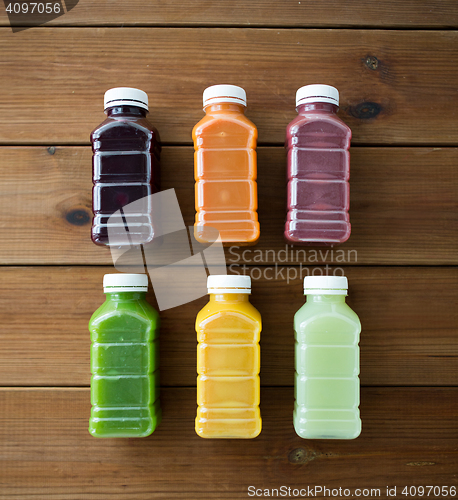 Image of bottles with different fruit or vegetable juices