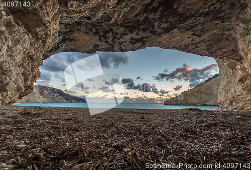 Image of Porto Katsiki beach sunset on Lefkada island in Greece 