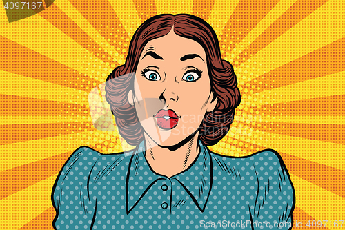 Image of Surprised beautiful retro woman