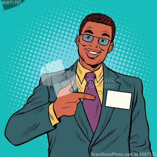 Image of Businessman Manager with a name badge