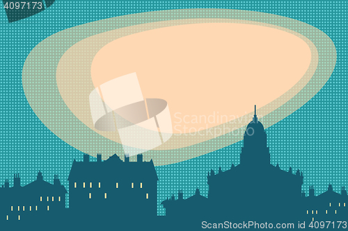 Image of City silhouette retro vector background