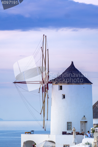 Image of Oia village at sunset, Santorini island