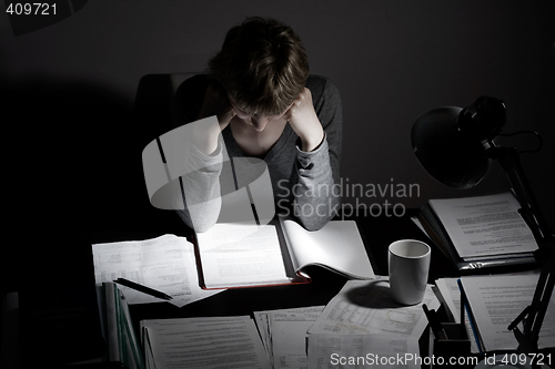 Image of working overhours or preparing to exam