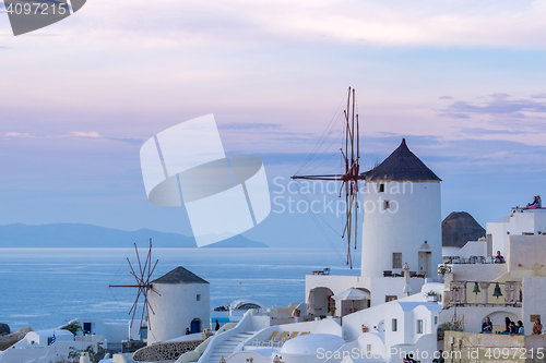 Image of Oia village at sunset, Santorini island