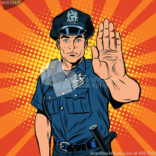 Image of Retro police officer stop gesture