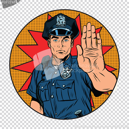 Image of Retro police officer stop gesture