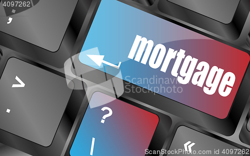 Image of Keyboard with single button showing the word mortgage, vector, keyboard keys, keyboard button