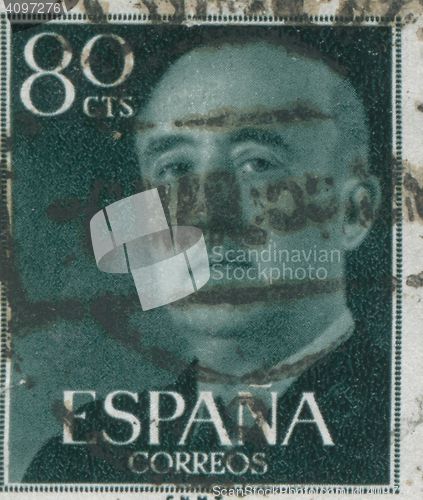 Image of SPAIN - CIRCA 1949: Stamp printed in Spain showing a portrait of General Francisco Franco 1892-1975 , series \"Francisco Franco\", circa 1949