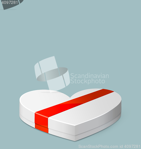Image of White Gift Box in Heart Shaped for Valentines Day