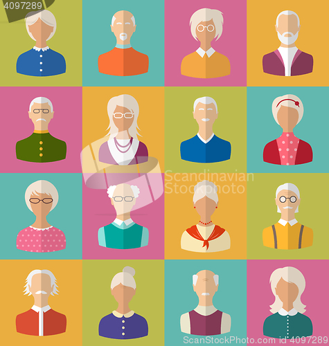 Image of Old People of Faces of Women and Men of Grey-headed