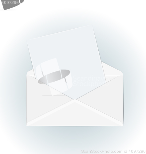 Image of White open envelope with paper card