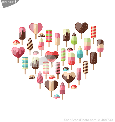 Image of Heart made in Set Different Colorful Ice Cream