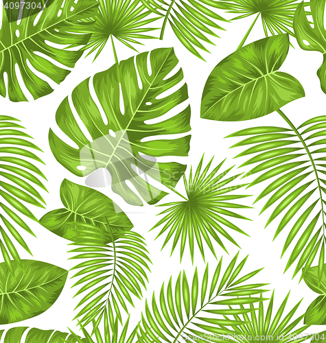 Image of Seamless Texture with Green Tropical Leaves