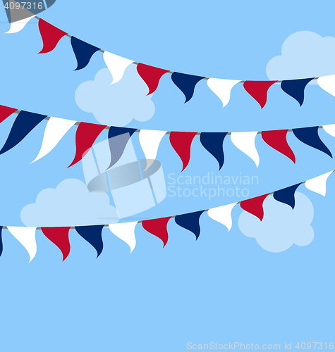 Image of Flags USA Set Bunting Red White Blue for Celebration