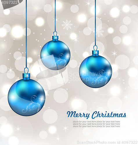 Image of Holiday Background with Snowflakes and Christmas Balls