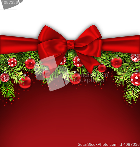 Image of Christmas Postcard with Bow Ribbon