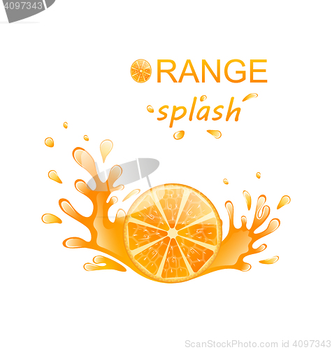 Image of Slice of Orange with Splashing