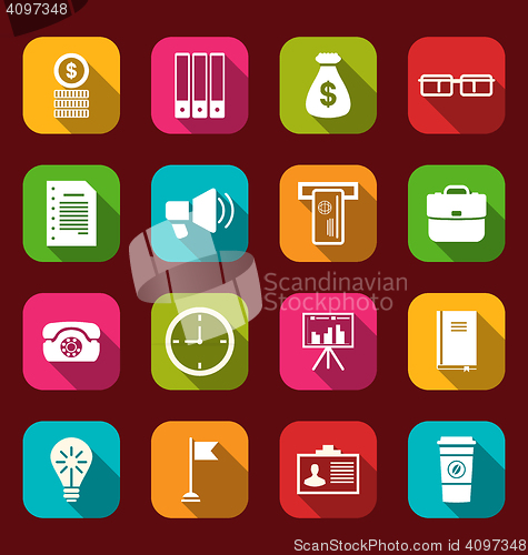 Image of Group simple and trendy flat icons of business and financial ite