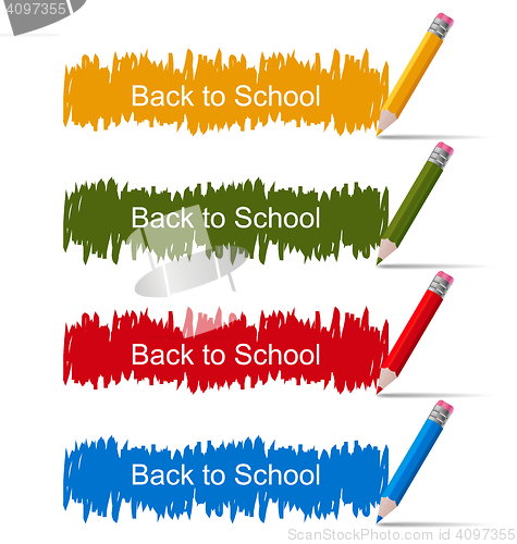 Image of Set of Colored Banners with Pencils
