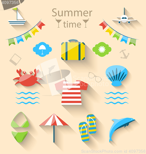 Image of Flat Modern Design Set Icons of Travel on Holiday Journey, Touri