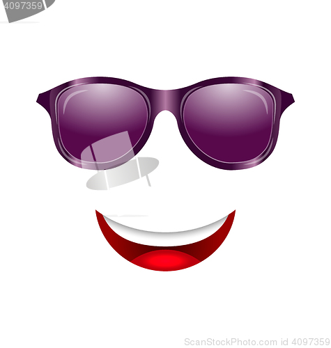 Image of Abstract Fun Face with Mouth and Sunglasses